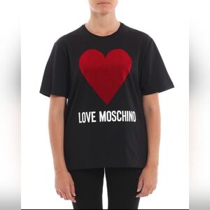 Love Moschino - Flock heart black over T-shirt (size 6)
